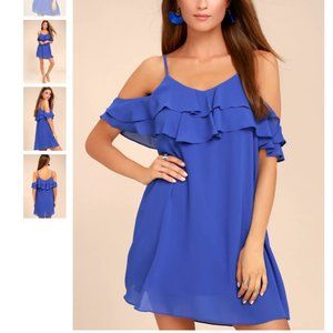 Lulu's Royal Blue Off-the-Shoulder Dress Small